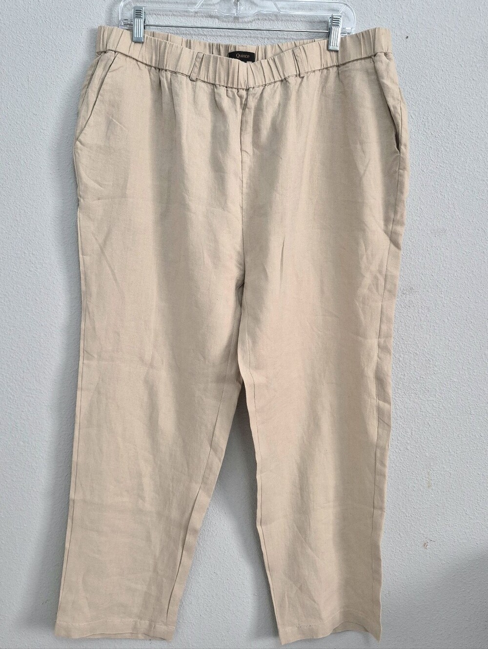 Quince European Linen Tapered Ankle Pull On Pants Flax XL Like New